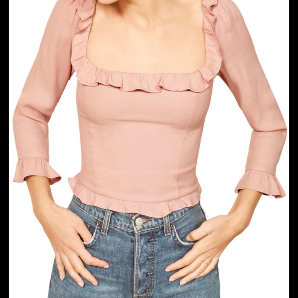 Reformation barb ruffle top